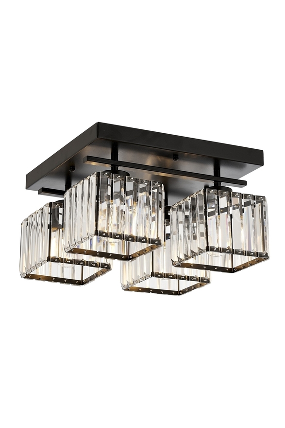 AVONNI AV-60230-4BSY Siyah Boyalı Modern Avize E27 Metal Kristal 40x40cm - 1