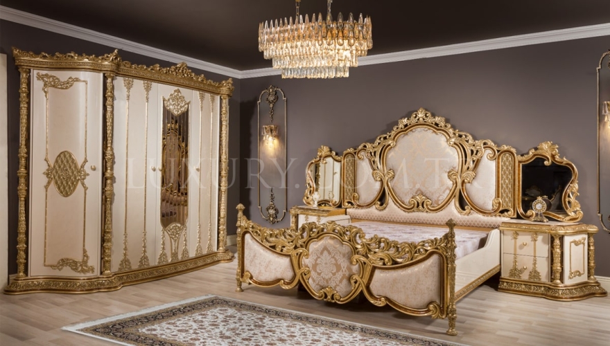 Bedesten Altın Varaklı Klasik Yatak Odası - 1