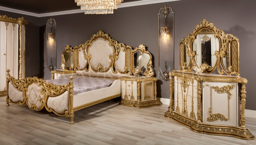 Bedesten Altın Varaklı Klasik Yatak Odası - 2