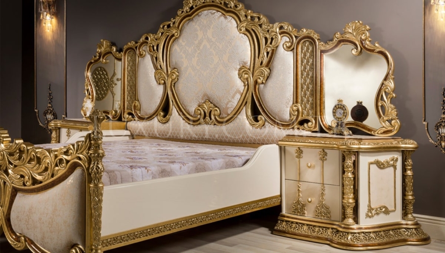 Bedesten Altın Varaklı Klasik Yatak Odası - 4