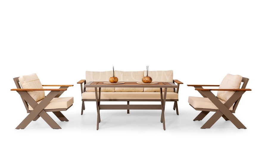 Gökçe Brown Garden Sofa Set - 2