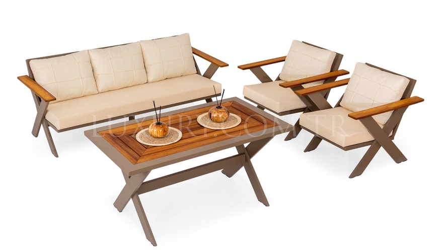 Gökçe Brown Garden Sofa Set - 1