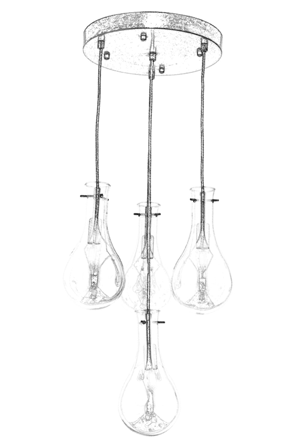 Luxury L-60092-4ET Eskitme Kaplama Modern Chandelier E14 Metal Cam 40cm - 3