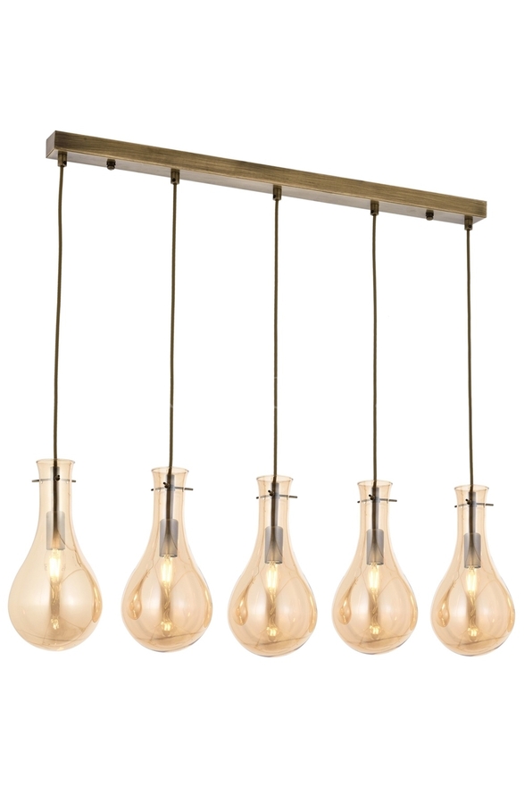 Luxury L-60092-5EY Eskitme Kaplama Modern Chandelier E14 Metal Cam 80x15cm - 1