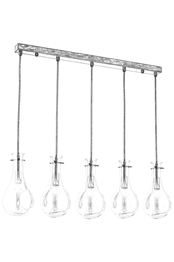 Luxury L-60092-5EY Eskitme Kaplama Modern Chandelier E14 Metal Cam 80x15cm - 5