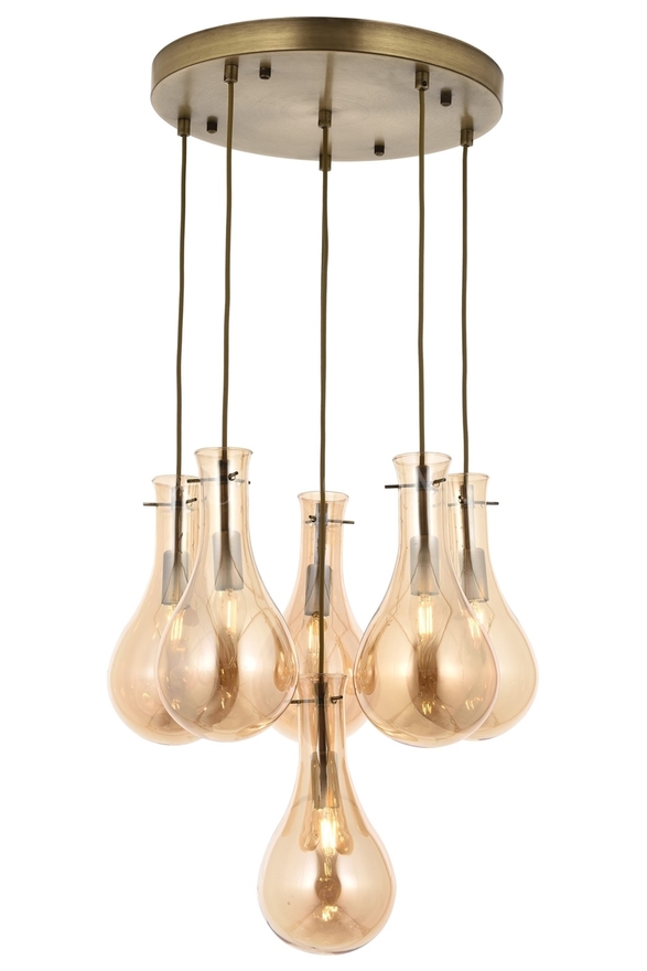 Luxury L-60092-6ET Eskitme Kaplama Modern Chandelier E14 Metal Cam 50cm - 1