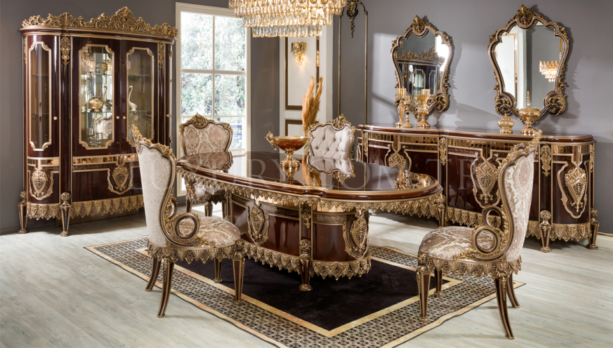 Luxury Melina Brown Dining Room - 1