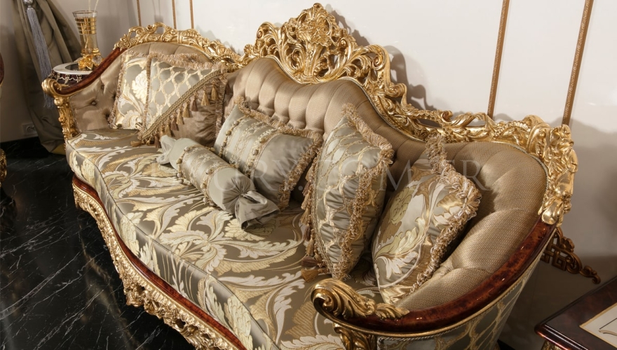 Yasemin Classic Gold Leaf Sofa Set - 6