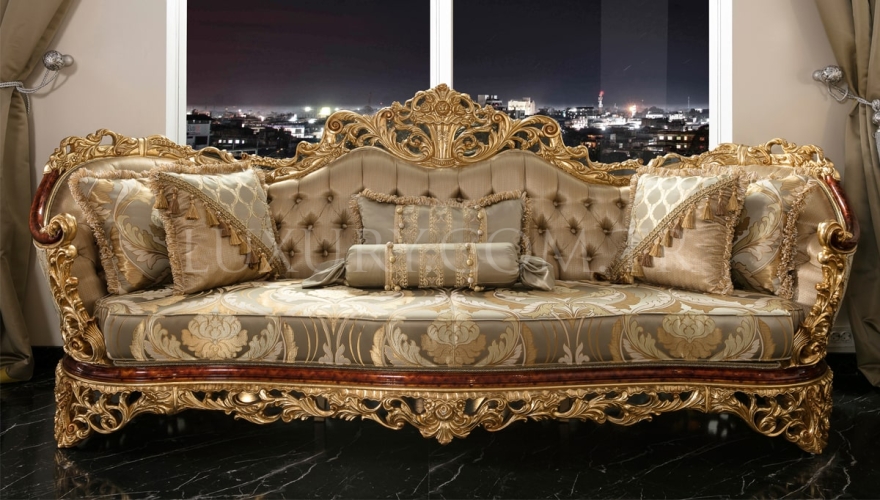 Yasemin Classic Gold Leaf Sofa Set - 7