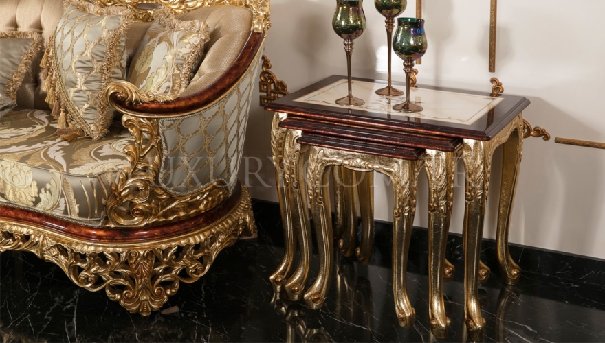 Yasemin Classic Gold Leaf Sofa Set - 12