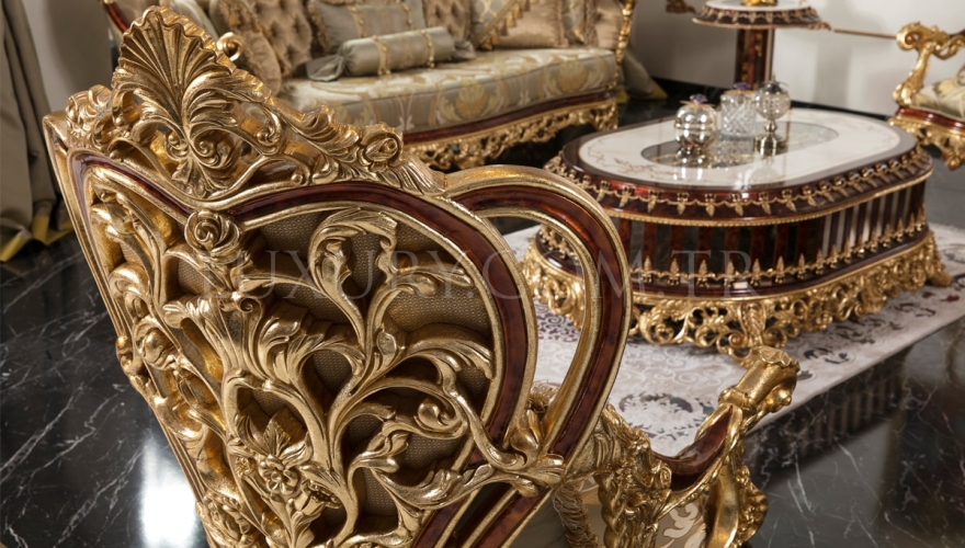 Yasemin Classic Gold Leaf Sofa Set - 10